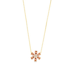 Champagne Zirconia Taşlı Damla Kesim Daisy Kolye