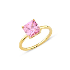 Pink Zirconia Taşlı Kare Kesim Tektaş Yüzük