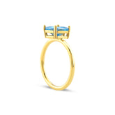 Aquamarine Zirconia Taşlı Kare Kesim Tektaş Yüzük