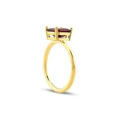 Garnet Zirconia Taşlı Kare Kesim Tektaş Yüzük