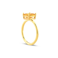 Sarı Zirconia Taşlı Kare Tektaş Yüzük