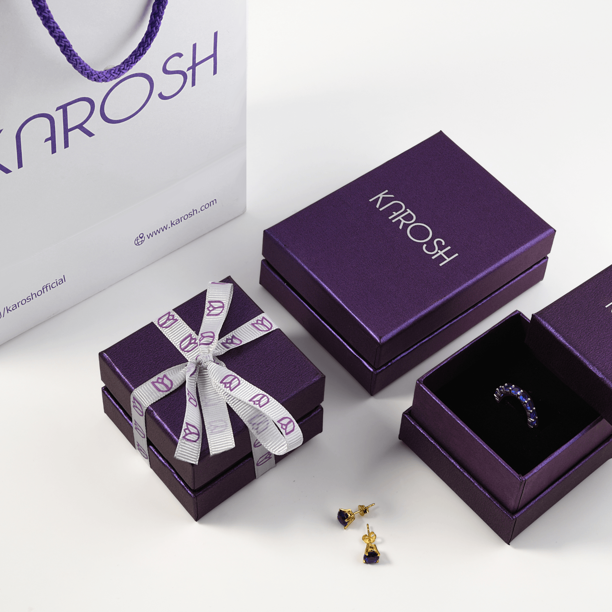 Safir Renk Moon Küpe - Karosh