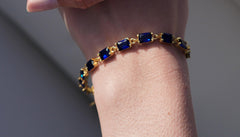 Karosh Safir Renk Taşlı Baget Kırık Su Yolu Bileklik - Karosh