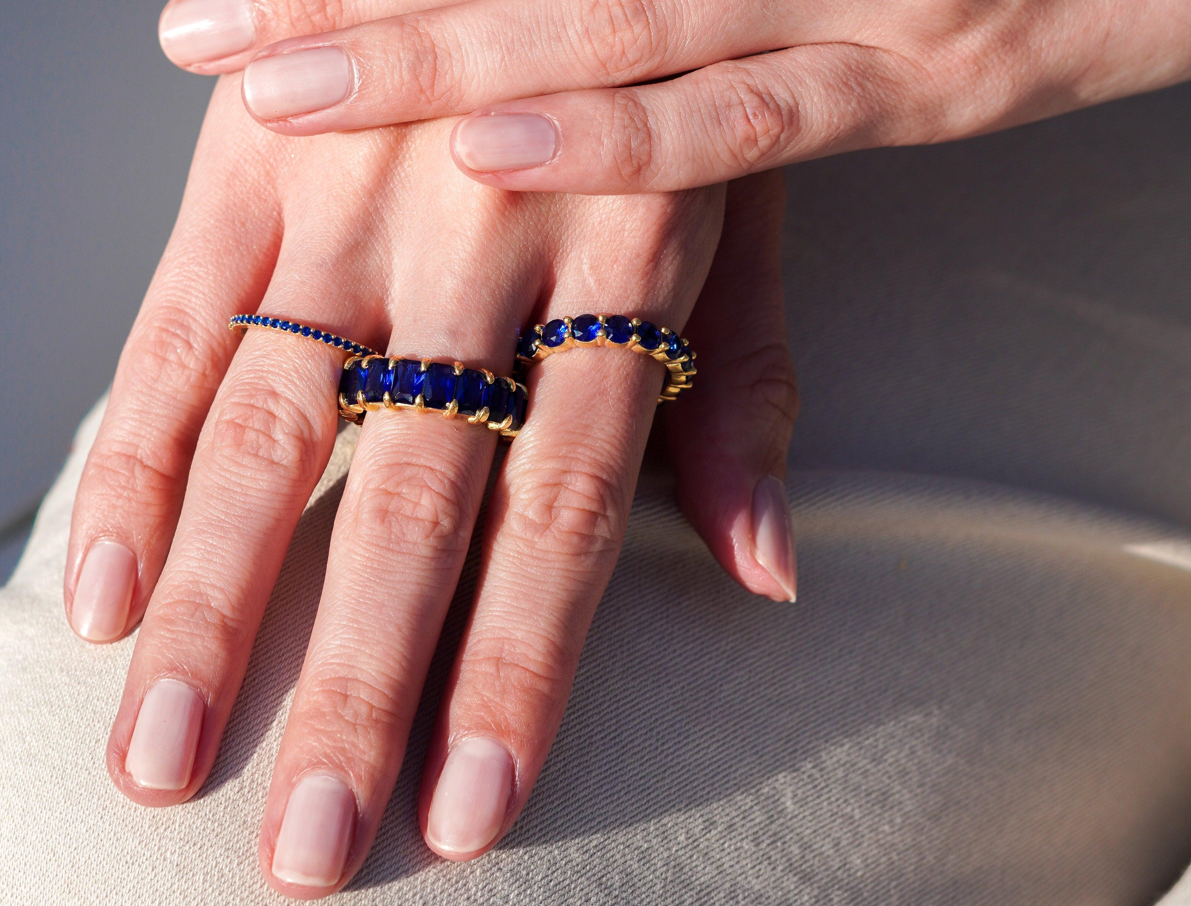 Karosh Safir Renk Tamtur Eklem Yüzüğü - Karosh