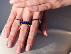 Karosh Safir Renk Tamtur Eklem Yüzüğü - Karosh