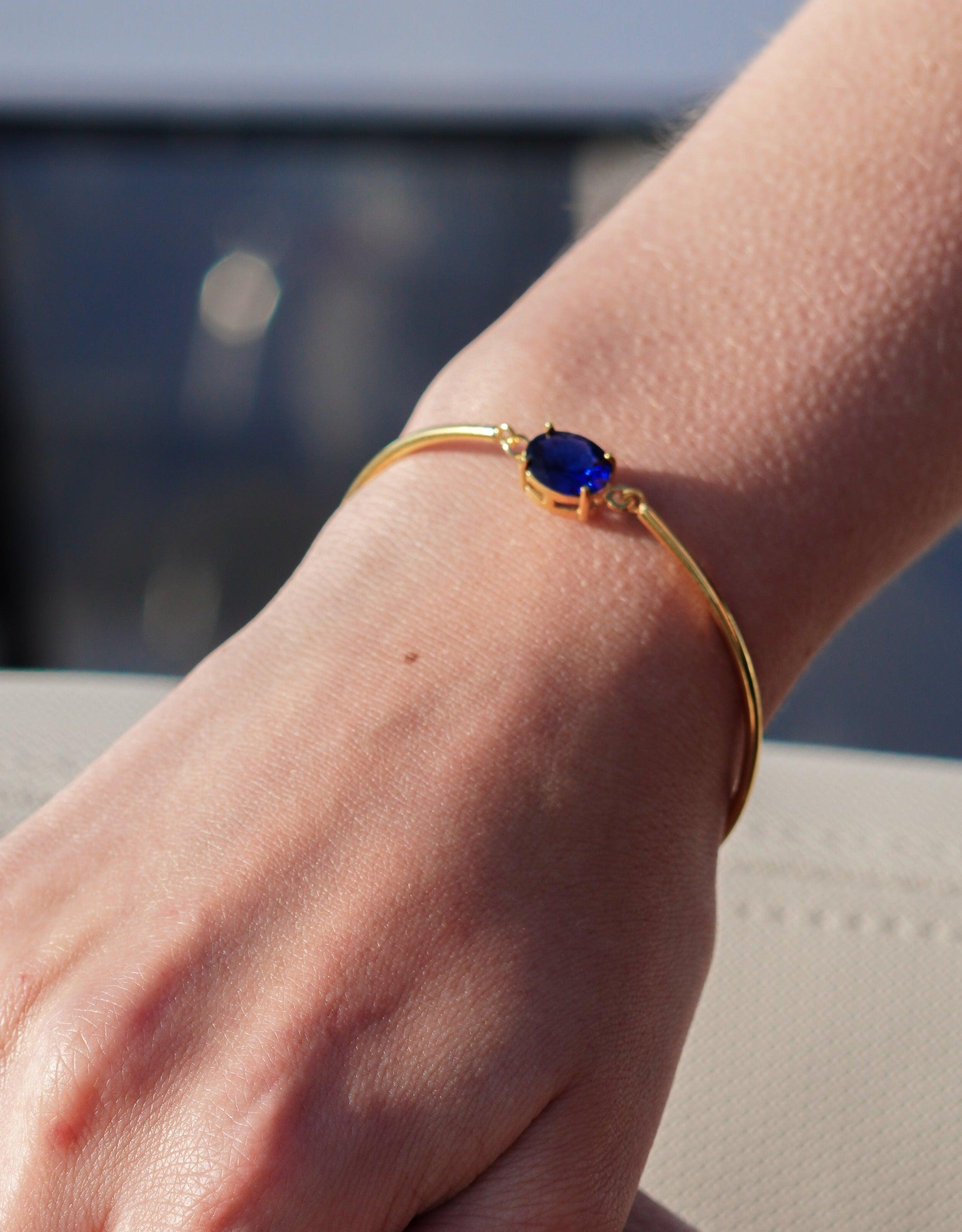 Karosh Safir Renk Oval Taşlı Kemik Bileklik - Karosh