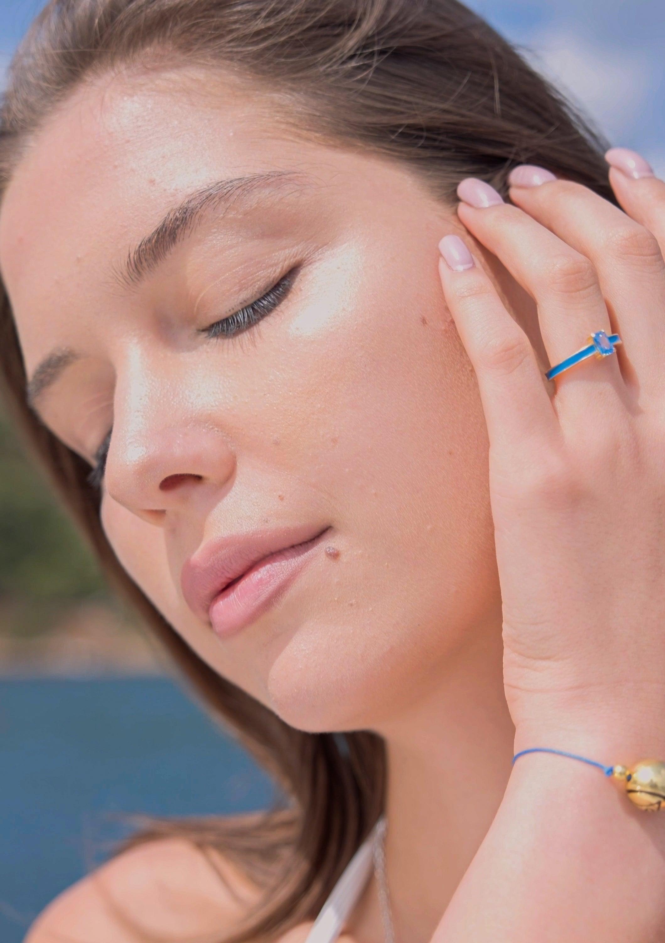 Karosh Akuamarin Baget Taşlı Mineli Yüzük - Karosh