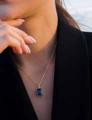 Karosh Safir Renk Baget Taşlı Kolye - Karosh