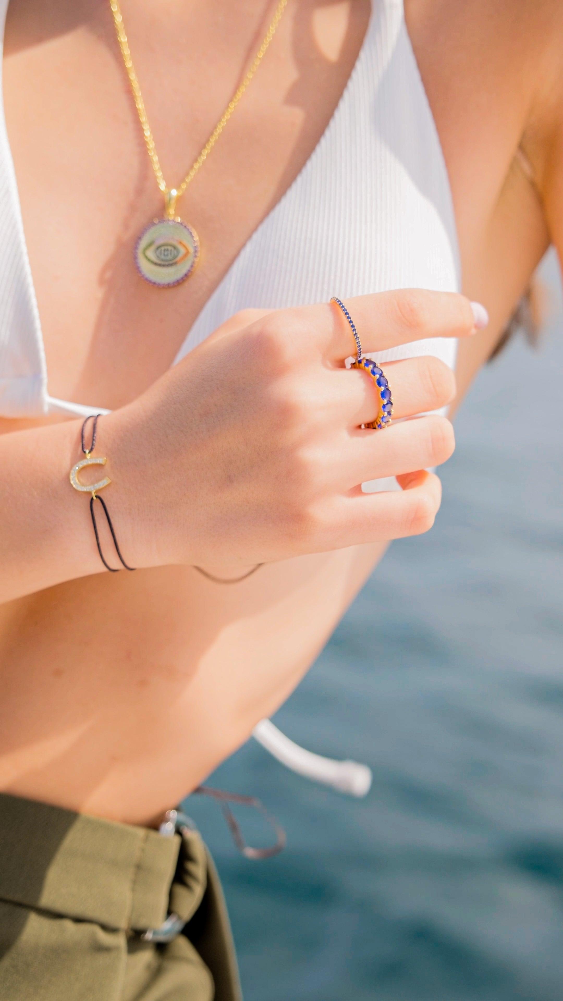 Karosh Safir Renk Tamtur Eklem Yüzüğü - Karosh