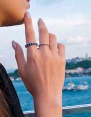 Karosh Safir Renk Tamtur Eklem Yüzüğü - Karosh