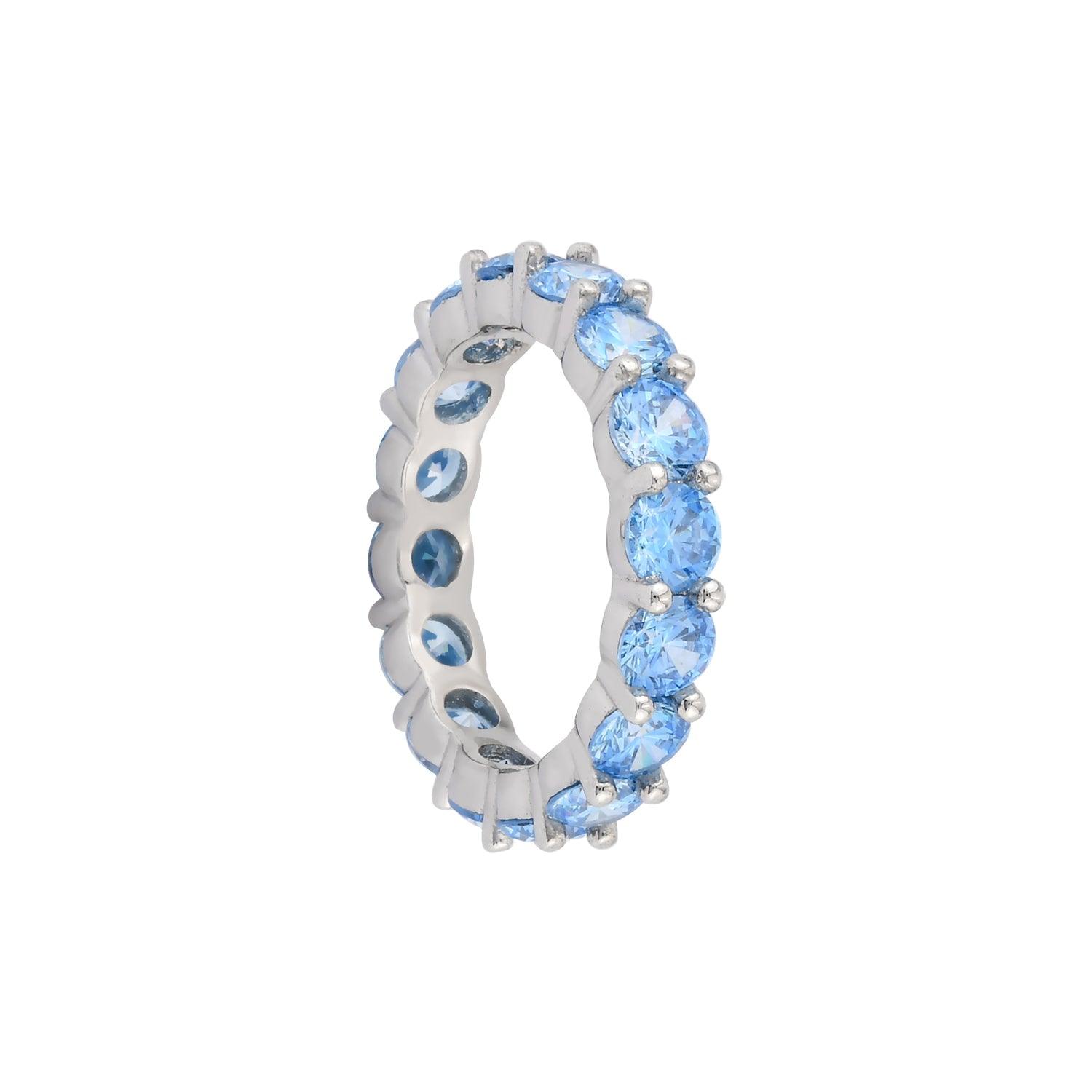 Akuamarin Yuvarlak Taşlı Tamtur Yüzük - Karosh