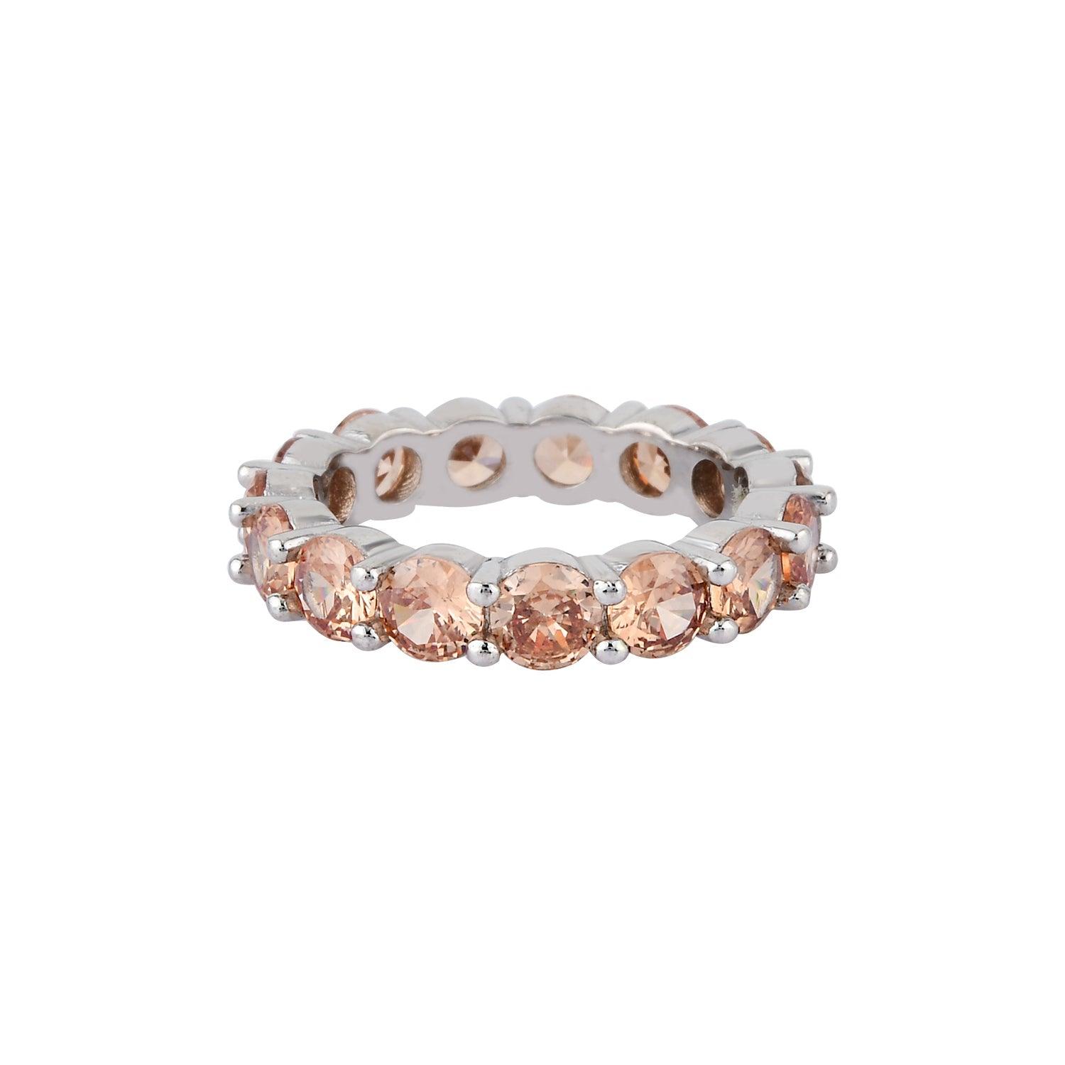 Turuncu Yuvarlak Taşlı Tamtur Yüzük - Karosh