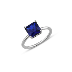 Safir Zirconia Taşlı Kare Kesim Tektaş Yüzük