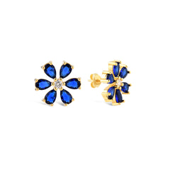 Safir Zirconia Taşlı Damla Kesim Daisy Küpe