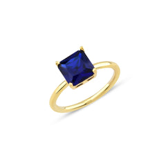 Safir Zirconia Taşlı Kare Kesim Tektaş Yüzük